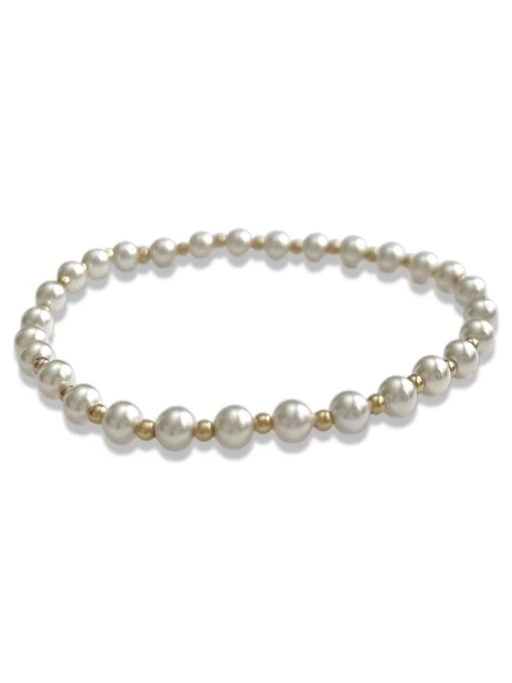 New Enewton Grateful Pattern 14kt Gold-filled Pearl 4mm Beads Stretch Bracelet